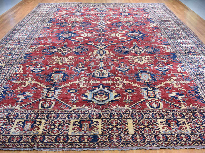 15'9" x 19'10" New Hand Knotted Red Wool Rectangle Oriental Rug - MOA10287978