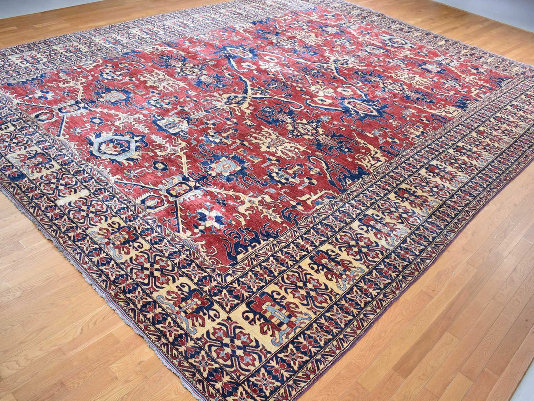 15'9" x 19'10" New Hand Knotted Red Wool Rectangle Oriental Rug - MOA10287978