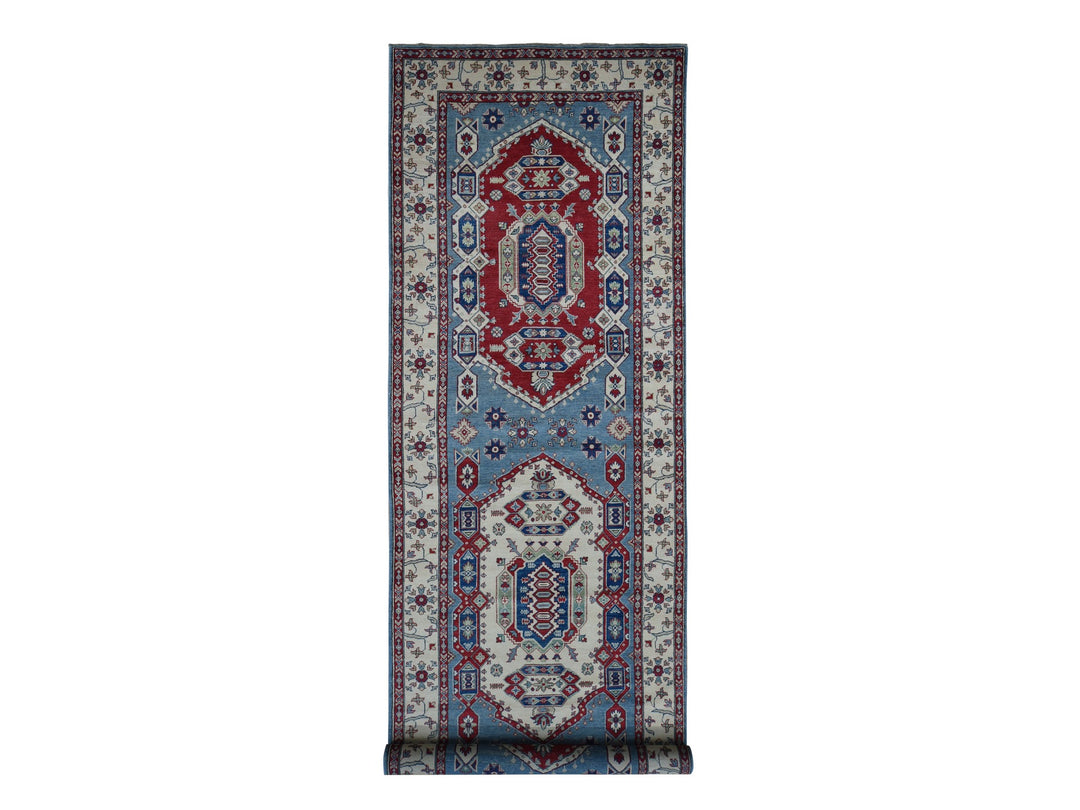 5'3" x 19'9" New Hand Knotted Blue Wool Runner Oriental Rug - MOA10287986