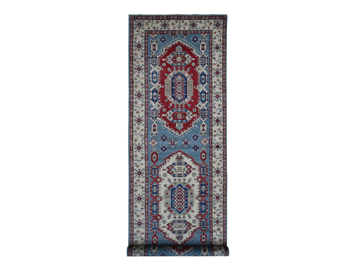5'3" x 19'9" New Hand Knotted Blue Wool Runner Oriental Rug - MOA10287986