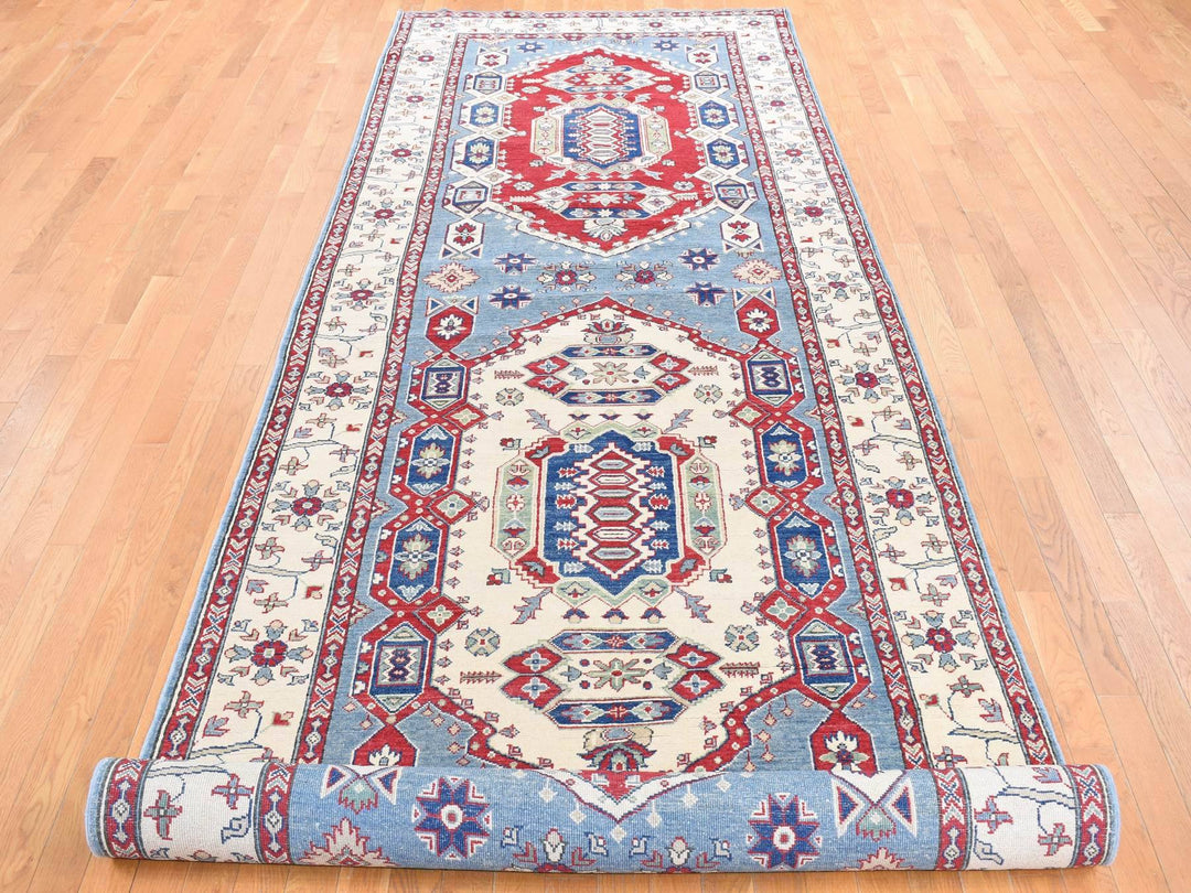 5'3" x 19'9" New Hand Knotted Blue Wool Runner Oriental Rug - MOA10287986