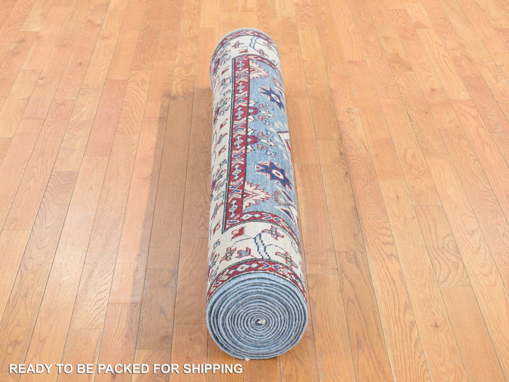 5'3" x 19'9" New Hand Knotted Blue Wool Runner Oriental Rug - MOA10287986