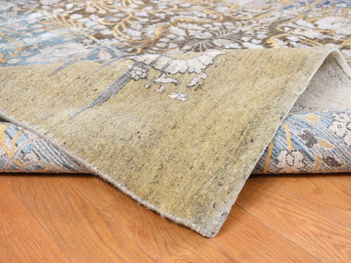 12'2" x 15'4" New Hand Knotted Brown Wool & Silk Rectangle Oriental Rug - MOA10287995