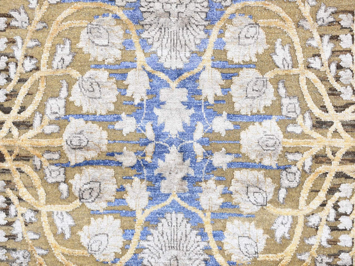 12'2" x 15'4" New Hand Knotted Brown Wool & Silk Rectangle Oriental Rug - MOA10287995