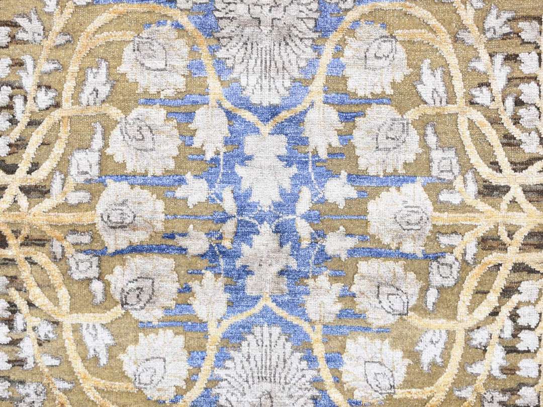 12'2" x 15'4" New Hand Knotted Brown Wool & Silk Rectangle Oriental Rug - MOA10287995