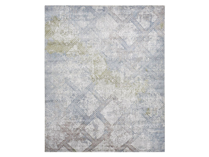 12'3" x 15'3" New Hand Knotted Grey Wool & Silk Rectangle Oriental Rug - MOA10287998