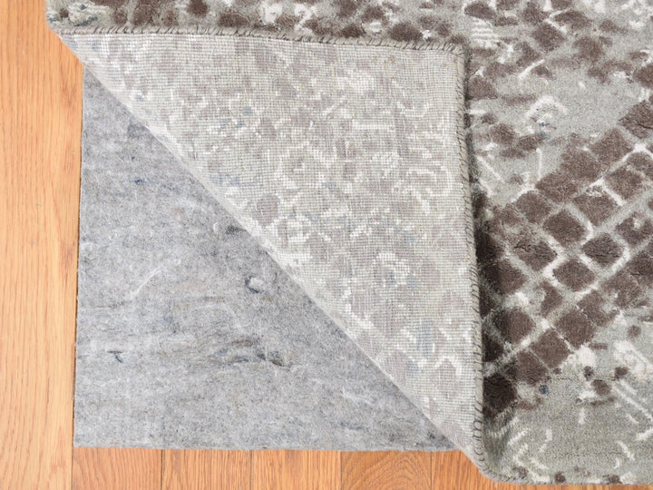 12'3" x 15'3" New Hand Knotted Grey Wool & Silk Rectangle Oriental Rug - MOA10287998