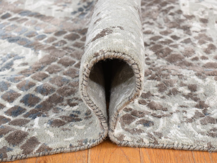 12'3" x 15'3" New Hand Knotted Grey Wool & Silk Rectangle Oriental Rug - MOA10287998