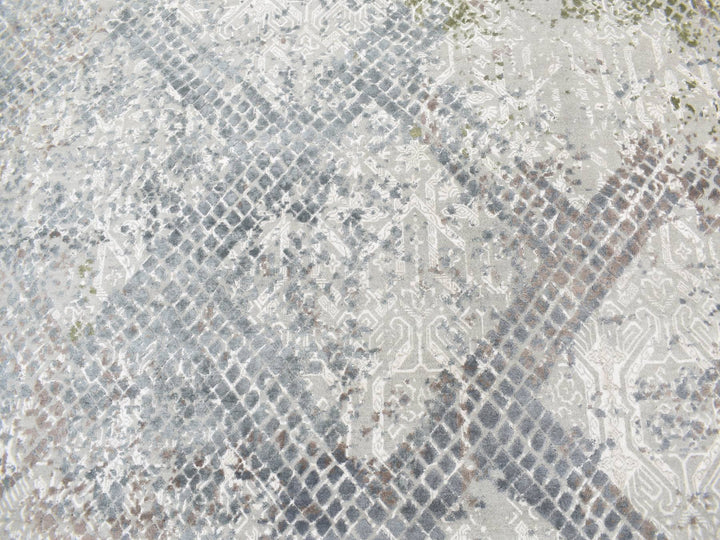 12'3" x 15'3" New Hand Knotted Grey Wool & Silk Rectangle Oriental Rug - MOA10287998