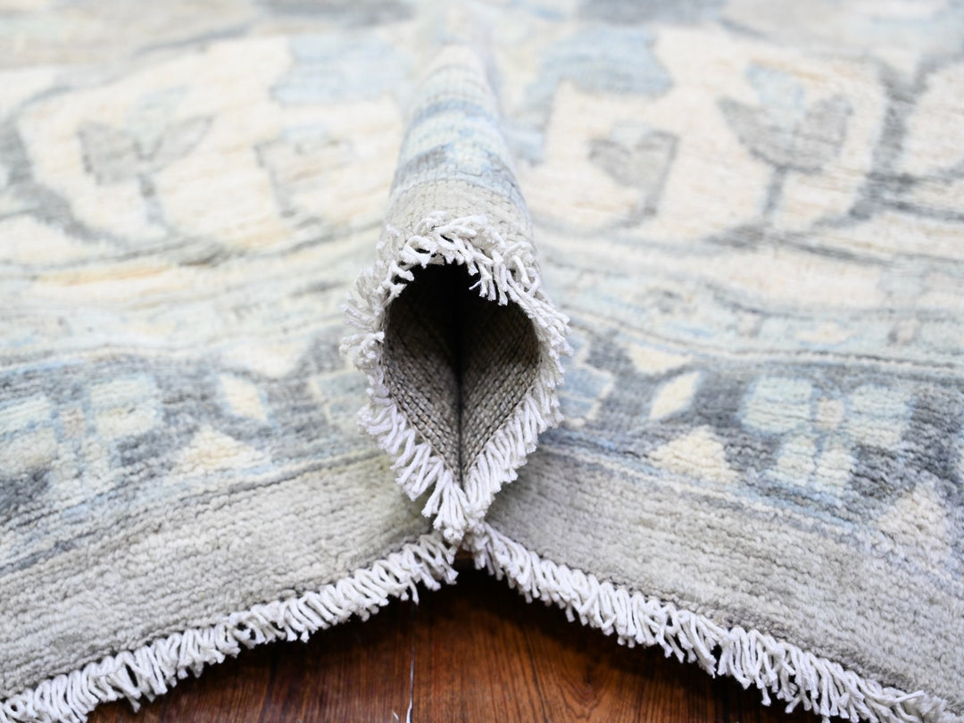 13'9" x 17'1" New Hand Knotted Grey Wool Rectangle Oriental Rug - MOA10288029