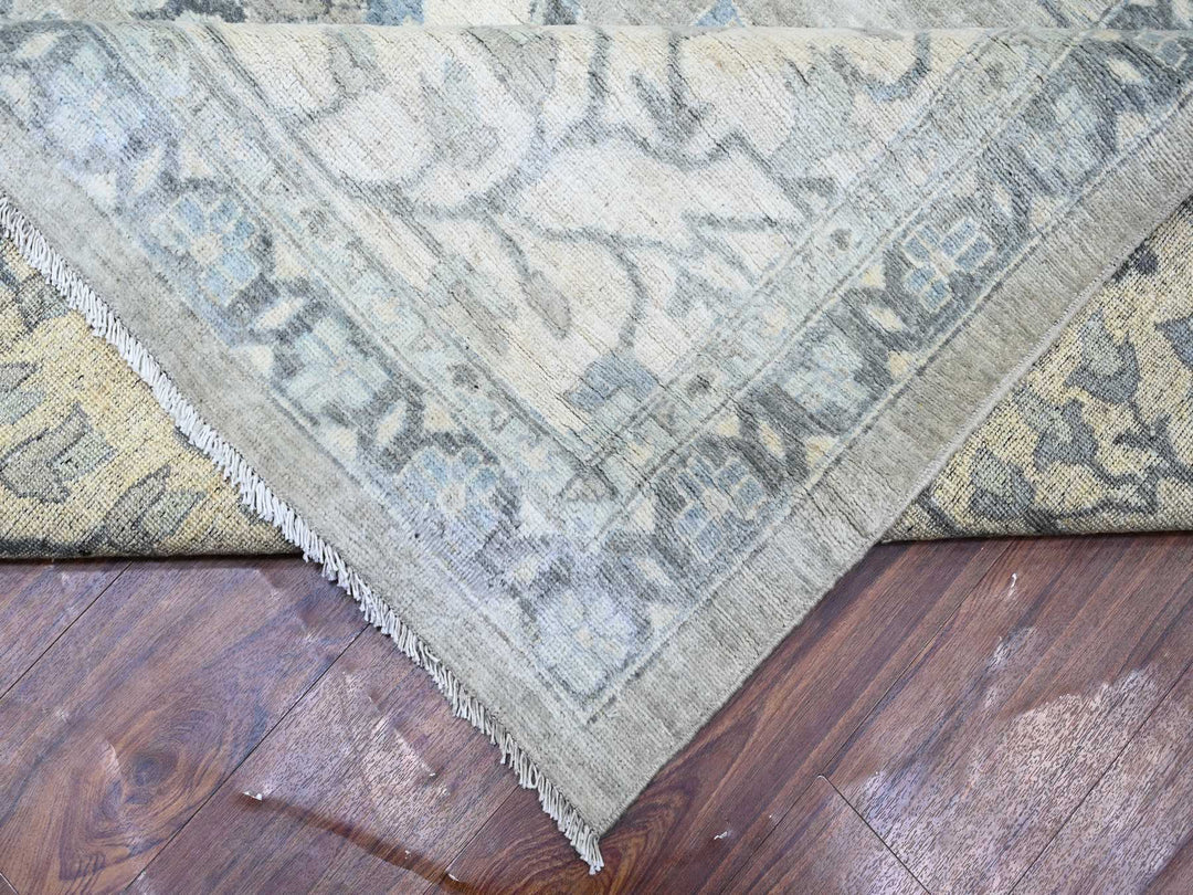 13'9" x 17'1" New Hand Knotted Grey Wool Rectangle Oriental Rug - MOA10288029