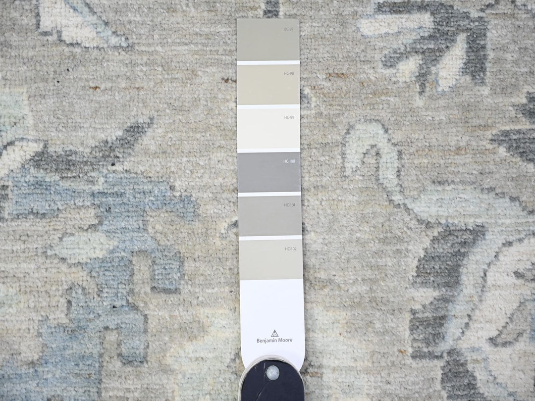 13'9" x 17'1" New Hand Knotted Grey Wool Rectangle Oriental Rug - MOA10288029