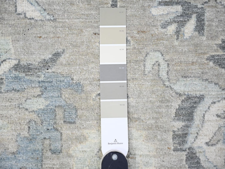 13'9" x 17'1" New Hand Knotted Grey Wool Rectangle Oriental Rug - MOA10288029