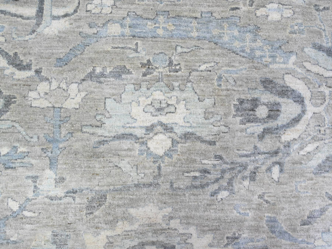 13'9" x 17'1" New Hand Knotted Grey Wool Rectangle Oriental Rug - MOA10288029