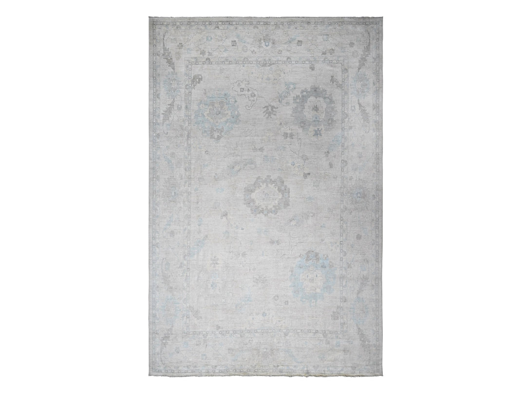 14'0" x 18'11" New Hand Knotted Grey Wool Rectangle Oriental Rug - MOA10288070