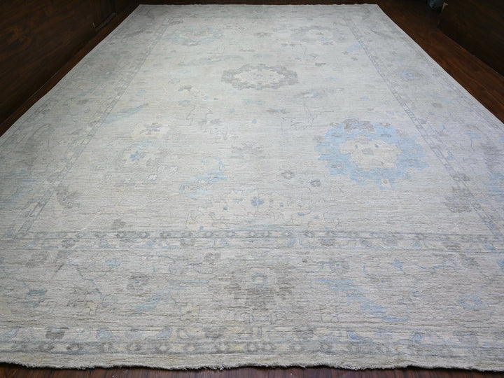 14'0" x 18'11" New Hand Knotted Grey Wool Rectangle Oriental Rug - MOA10288070