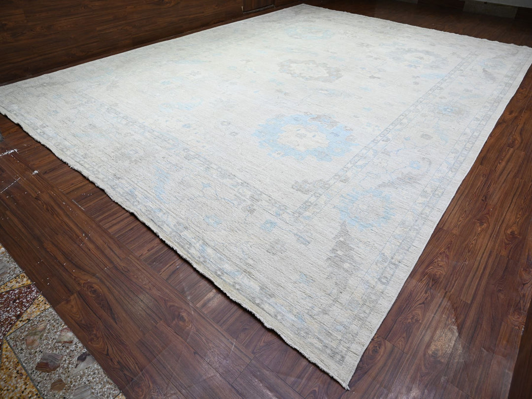 14'0" x 18'11" New Hand Knotted Grey Wool Rectangle Oriental Rug - MOA10288070