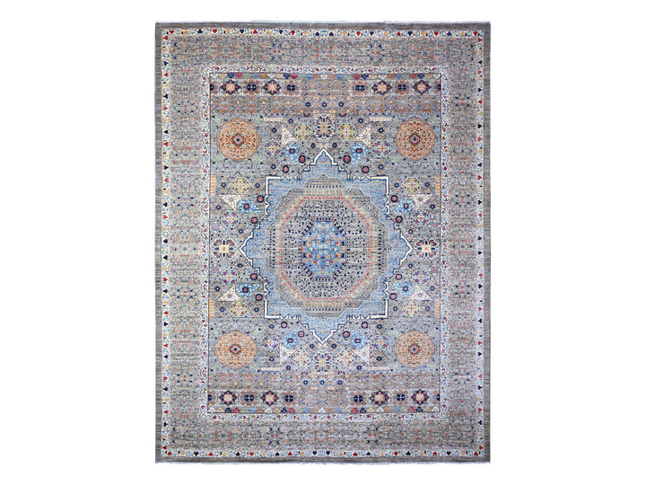 12'0" x 15'9" New Hand Knotted Grey Wool Rectangle Oriental Rug - MOA10288207