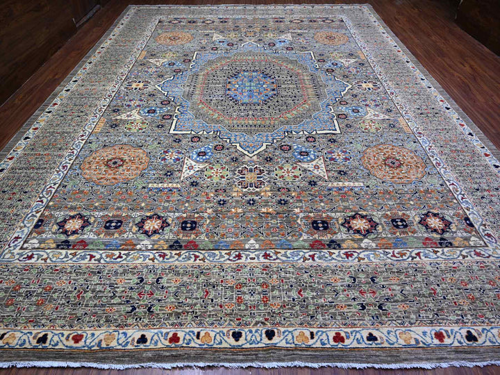 12'0" x 15'9" New Hand Knotted Grey Wool Rectangle Oriental Rug - MOA10288207