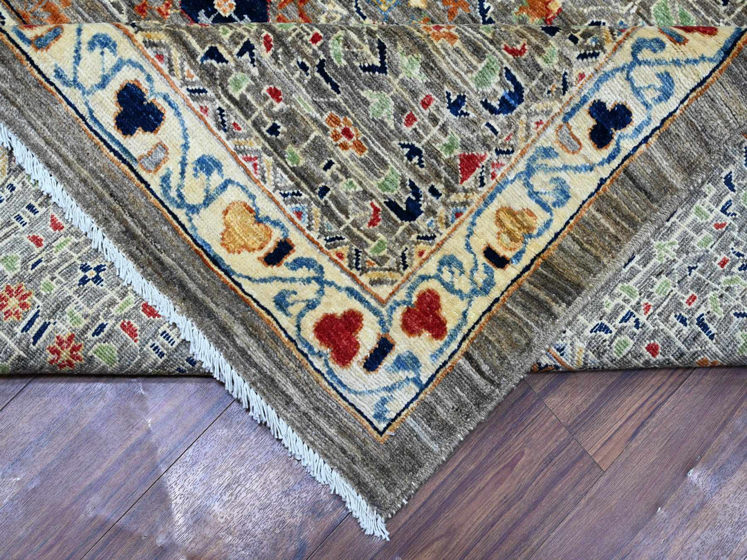 12'0" x 15'9" New Hand Knotted Grey Wool Rectangle Oriental Rug - MOA10288207