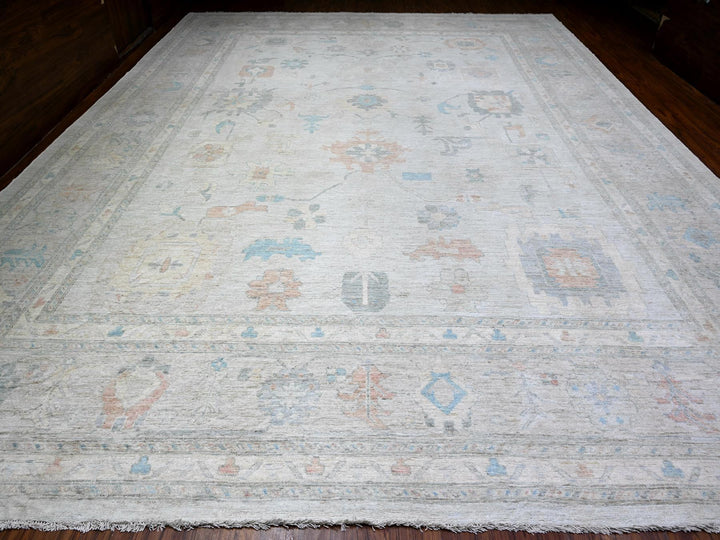 14'0" x 17'6" New Hand Knotted Grey Wool Rectangle Oriental Rug - MOA10288232