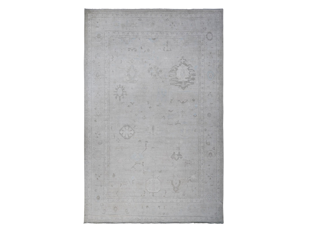 13'10" x 19'5" New Hand Knotted Grey Wool Rectangle Oriental Rug - MOA10288701