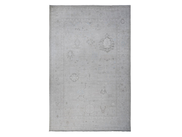 13'10" x 19'5" New Hand Knotted Grey Wool Rectangle Oriental Rug - MOA10288701