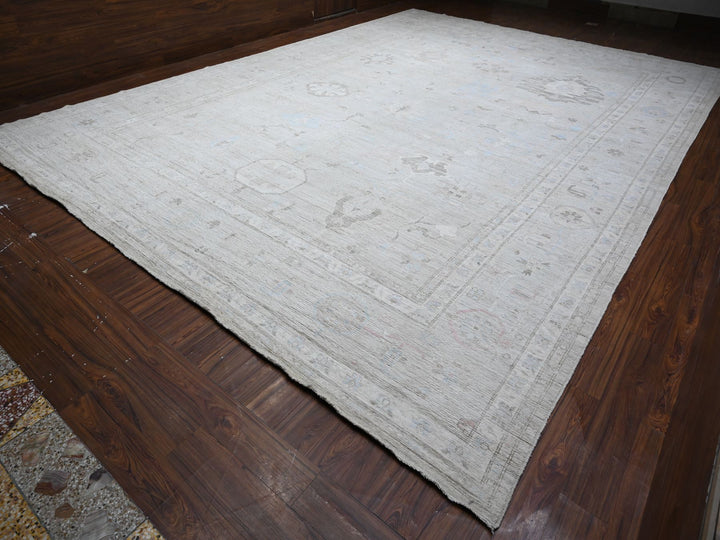 13'10" x 19'5" New Hand Knotted Grey Wool Rectangle Oriental Rug - MOA10288701