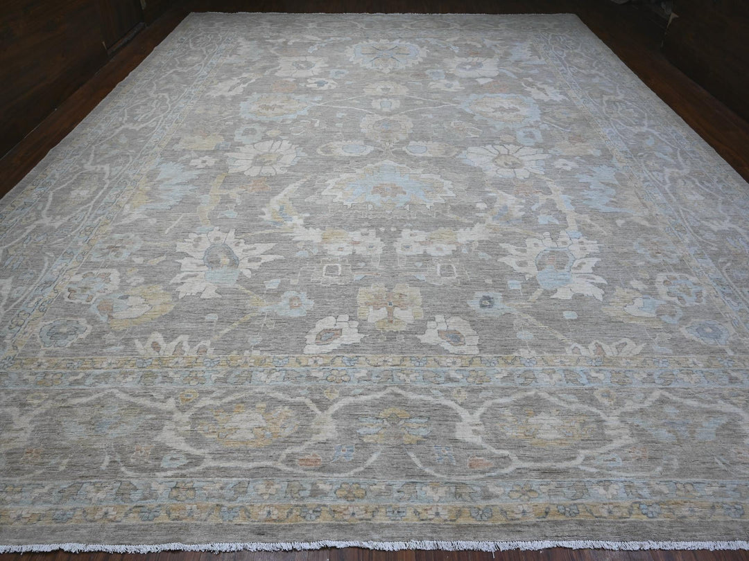 13'11" x 17'0" New Hand Knotted Grey Wool Rectangle Oriental Rug - MOA10288785