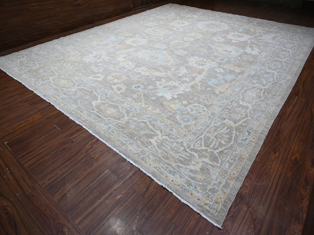 13'11" x 17'0" New Hand Knotted Grey Wool Rectangle Oriental Rug - MOA10288785