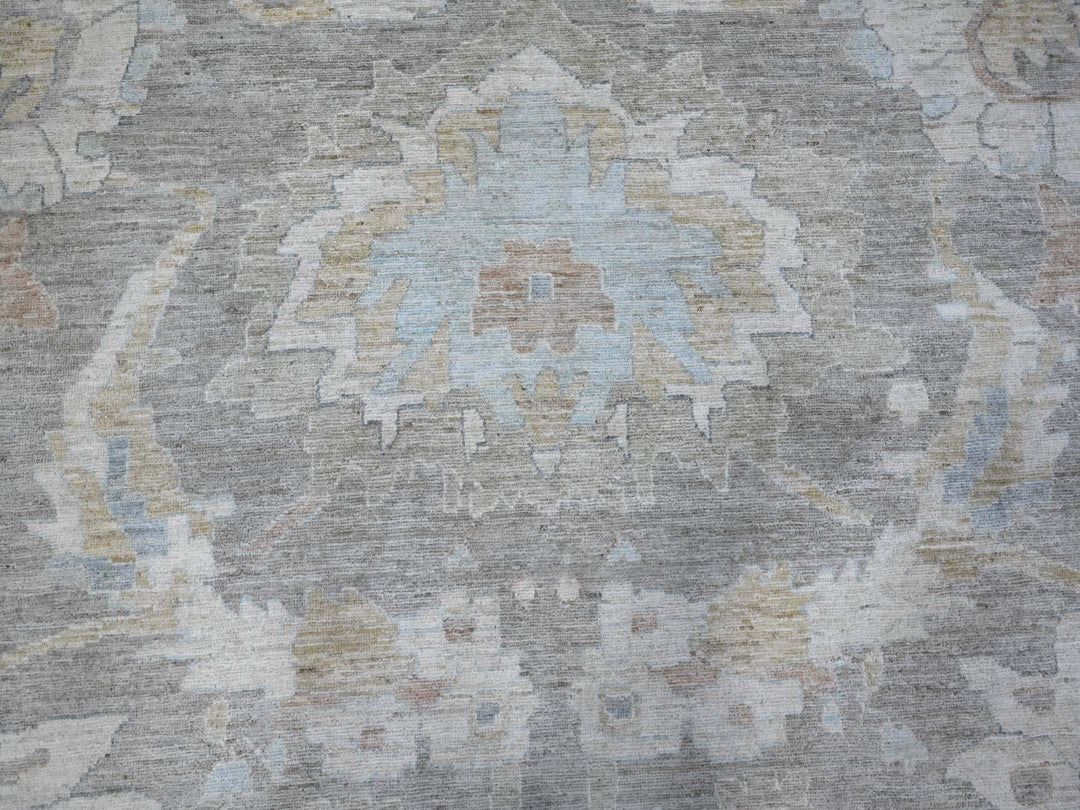 13'11" x 17'0" New Hand Knotted Grey Wool Rectangle Oriental Rug - MOA10288785