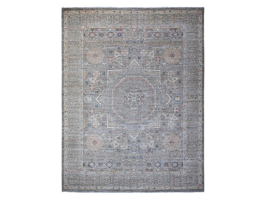 12'3" x 15'5" New Hand Knotted Grey Wool Rectangle Oriental Rug - MOA10288870