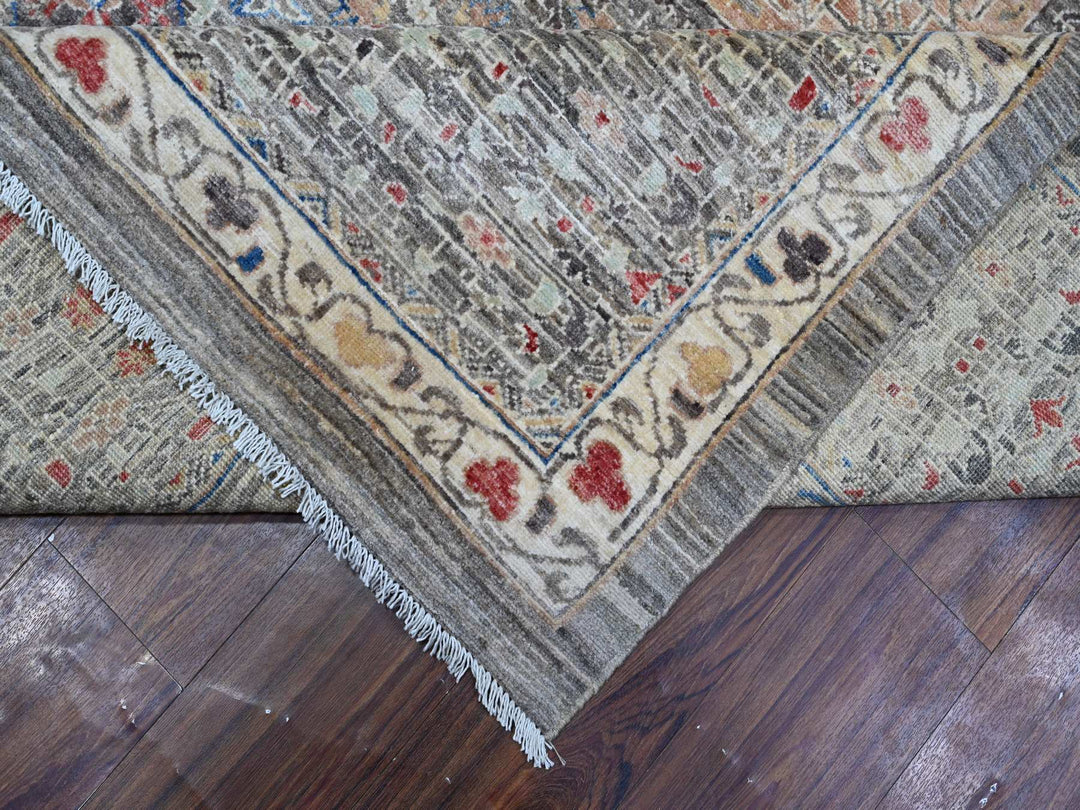 12'3" x 15'5" New Hand Knotted Grey Wool Rectangle Oriental Rug - MOA10288870