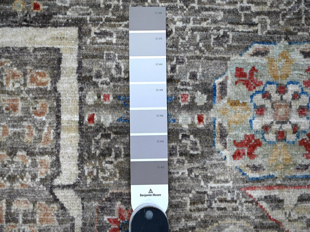 12'3" x 15'5" New Hand Knotted Grey Wool Rectangle Oriental Rug - MOA10288870