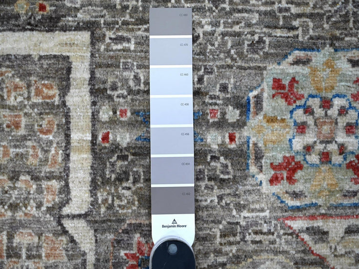 12'3" x 15'5" New Hand Knotted Grey Wool Rectangle Oriental Rug - MOA10288870