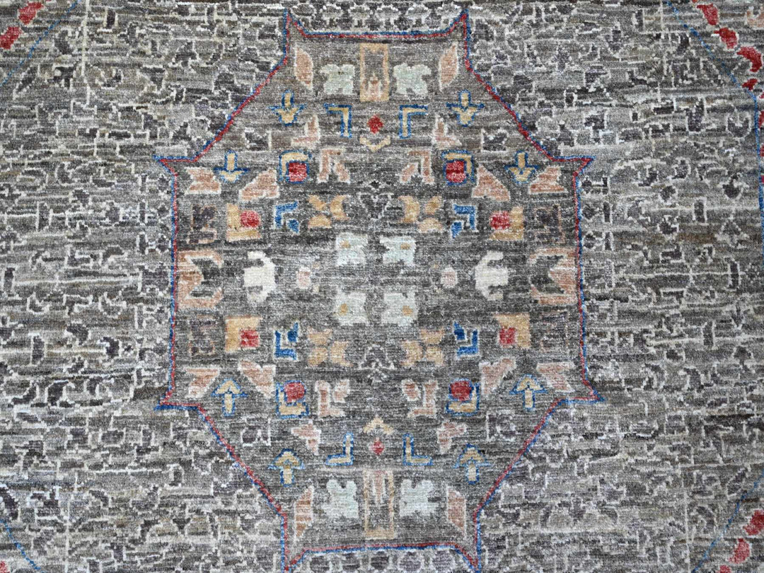 12'3" x 15'5" New Hand Knotted Grey Wool Rectangle Oriental Rug - MOA10288870