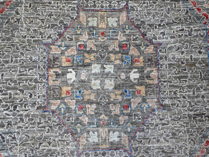 12'3" x 15'5" New Hand Knotted Grey Wool Rectangle Oriental Rug - MOA10288870