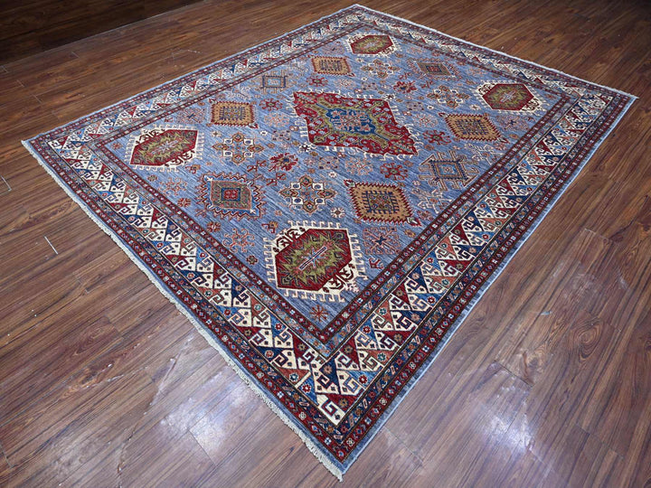 8'2" x 9'10" New Hand Knotted Grey Wool Rectangle Oriental Rug - MOA10288912