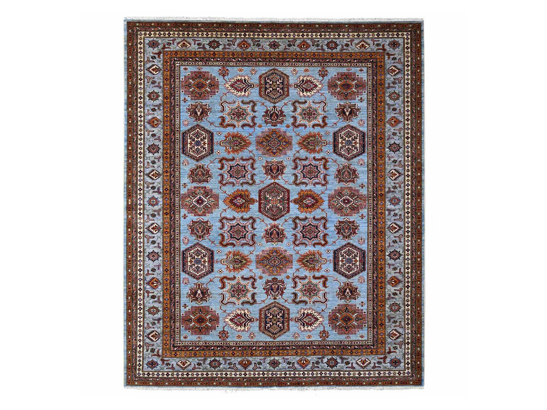 8'3" x 9'8" New Hand Knotted Blue Wool Rectangle Oriental Rug - MOA10288913