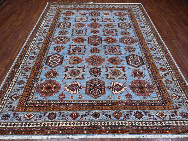 8'3" x 9'8" New Hand Knotted Blue Wool Rectangle Oriental Rug - MOA10288913