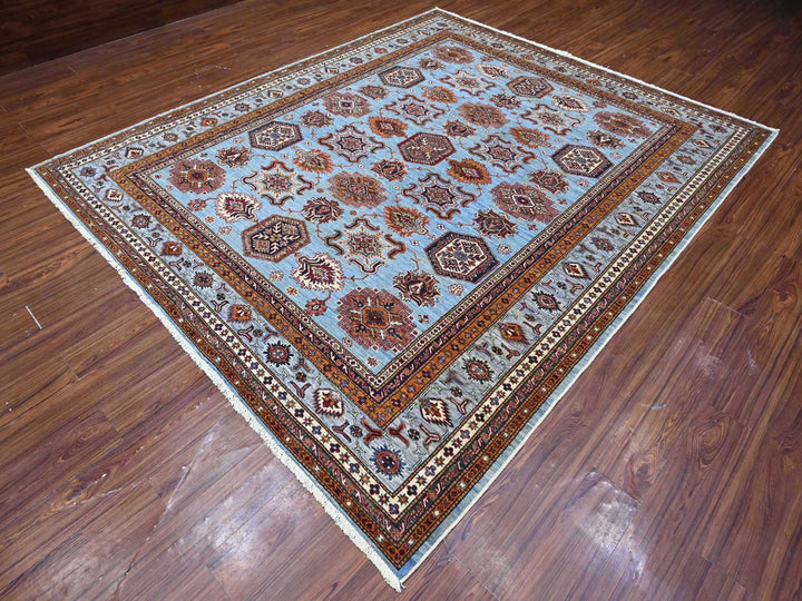 8'3" x 9'8" New Hand Knotted Blue Wool Rectangle Oriental Rug - MOA10288913