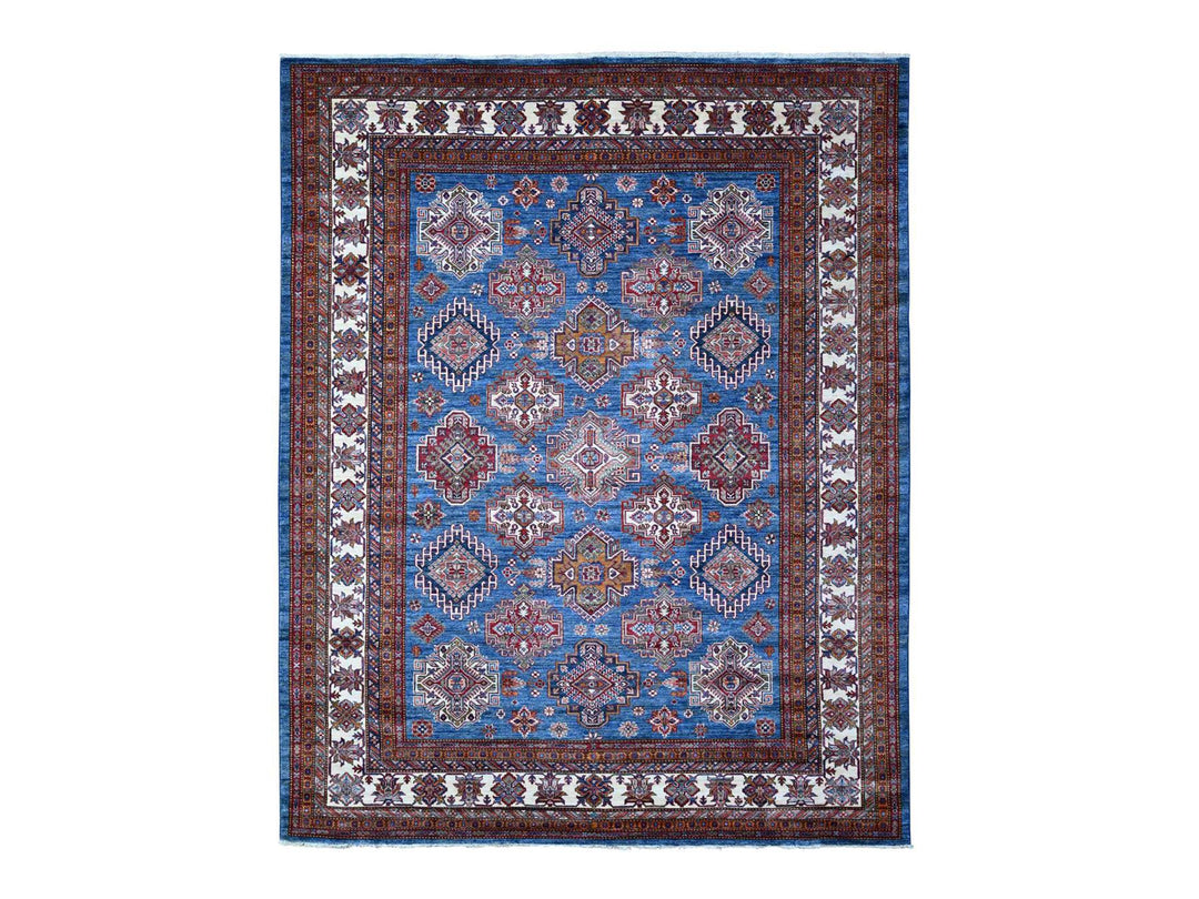 8'0" x 9'11" New Hand Knotted Blue Wool Rectangle Oriental Rug - MOA10288914