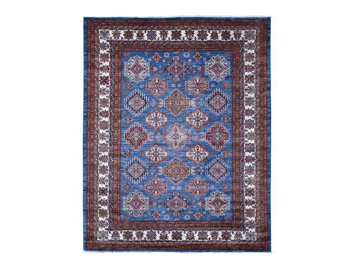 8'0" x 9'11" New Hand Knotted Blue Wool Rectangle Oriental Rug - MOA10288914