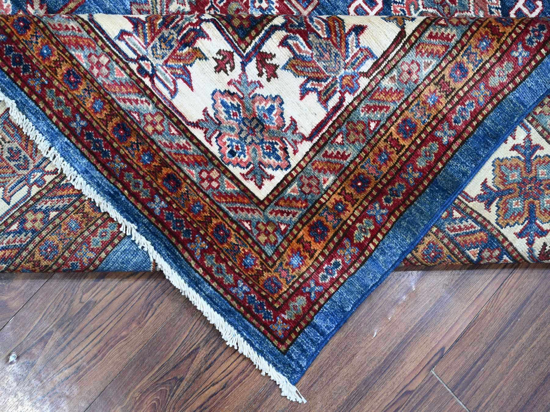 8'0" x 9'11" New Hand Knotted Blue Wool Rectangle Oriental Rug - MOA10288914