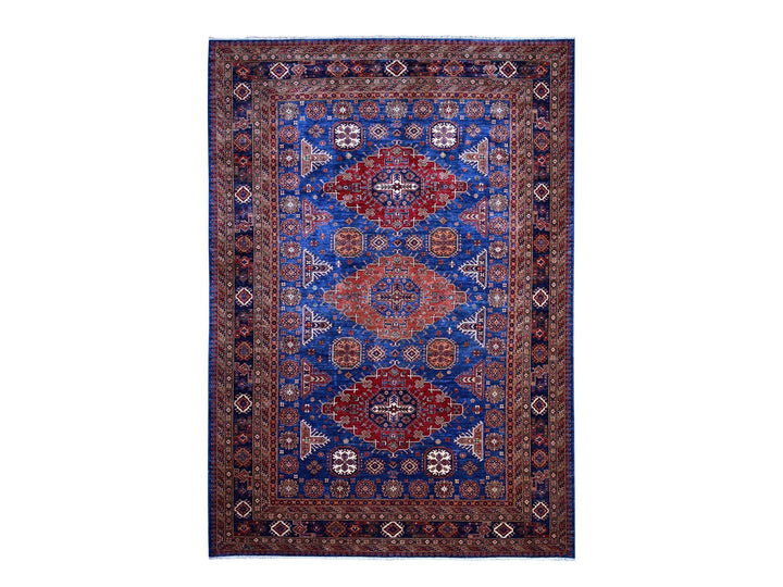 9'8" x 13'7" New Hand Knotted Blue Wool Rectangle Oriental Rug - MOA10289081