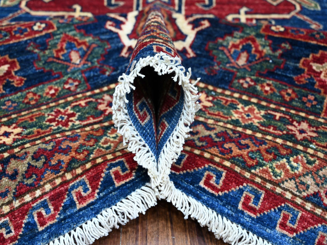 9'8" x 13'7" New Hand Knotted Blue Wool Rectangle Oriental Rug - MOA10289081