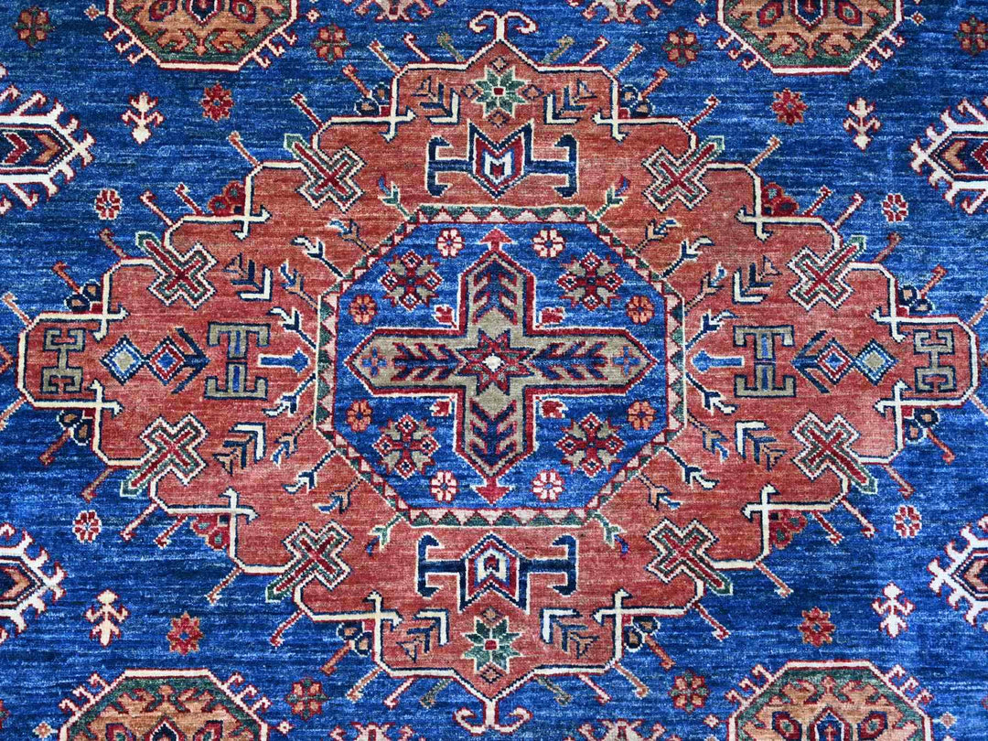 9'8" x 13'7" New Hand Knotted Blue Wool Rectangle Oriental Rug - MOA10289081