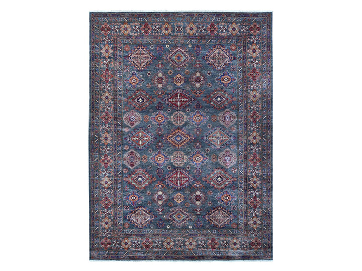 8'11" x 12'1" New Hand Knotted Grey Wool Rectangle Oriental Rug - MOA10289084