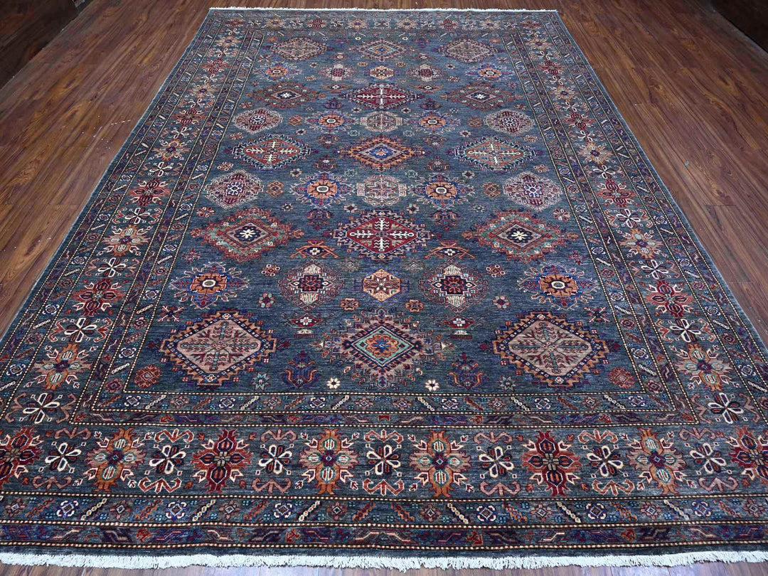 8'11" x 12'1" New Hand Knotted Grey Wool Rectangle Oriental Rug - MOA10289084