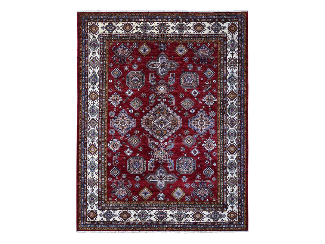 8'1" x 10'3" New Hand Knotted Red Wool Rectangle Oriental Rug - MOA10289092